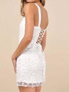 NEW “Lulu's” Dazzling Forever White Sequin Beaded Bodycon Mini (Wedding) Dress